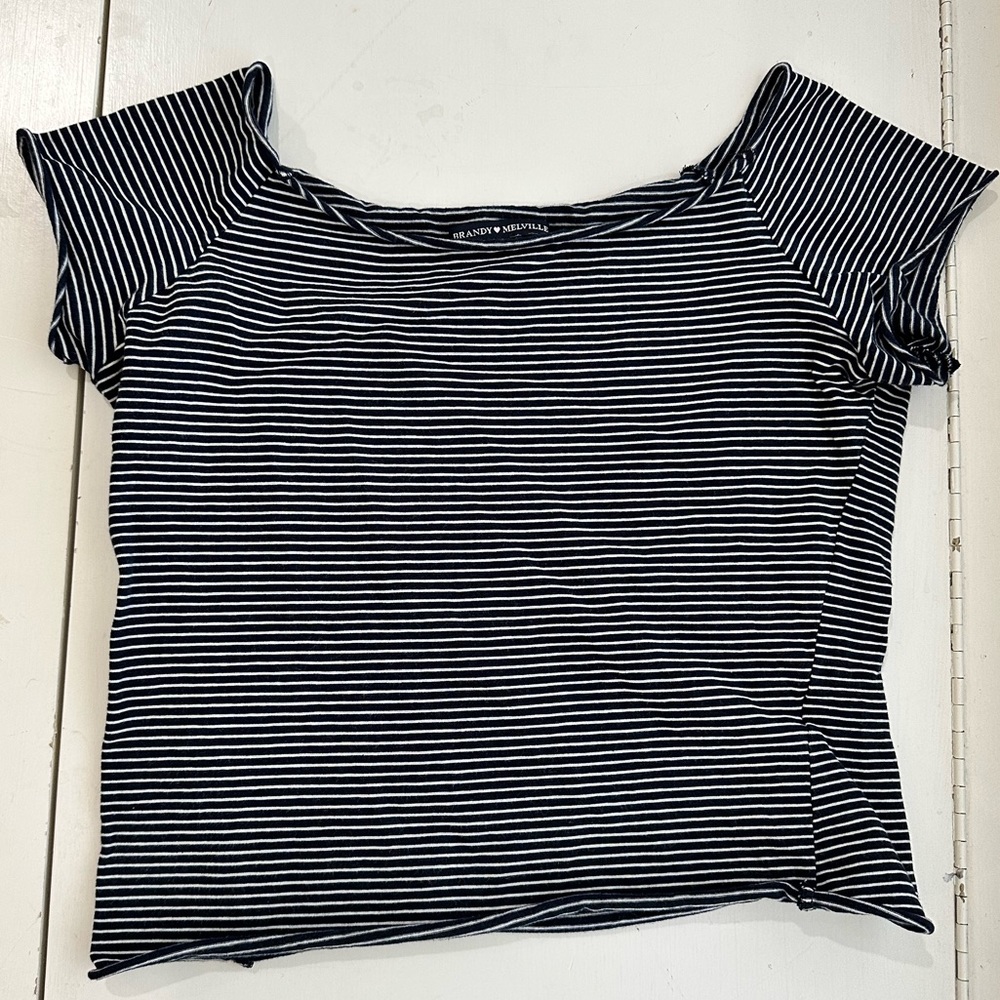 Brandy Melville, half shoulder crop top. Worn once, perfect condition.